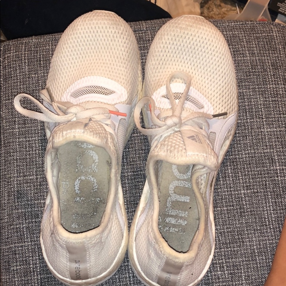 White Adidas Pure Boosts